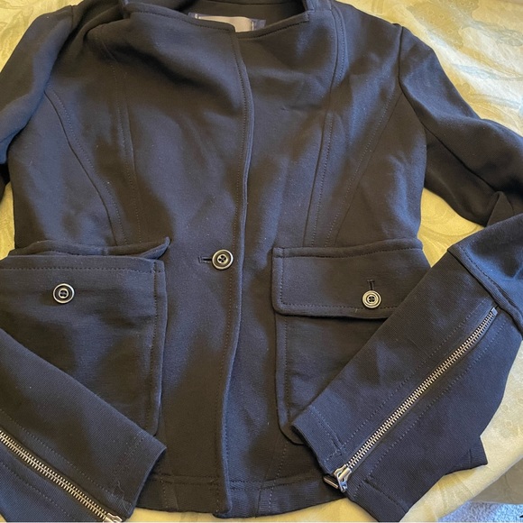 Anthropologie Delicate Ribbed Texture with Zippers on Long Sleeves Blazer XS - Picture 13 of 16